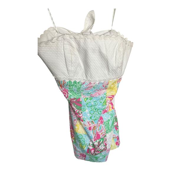 Lilly Pulitzer Franco Strapless Patchwork Mini Dress Multi State Mind Cotton 4 - Picture 4 of 9